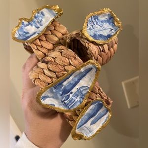 Four oyster shell napkin rings